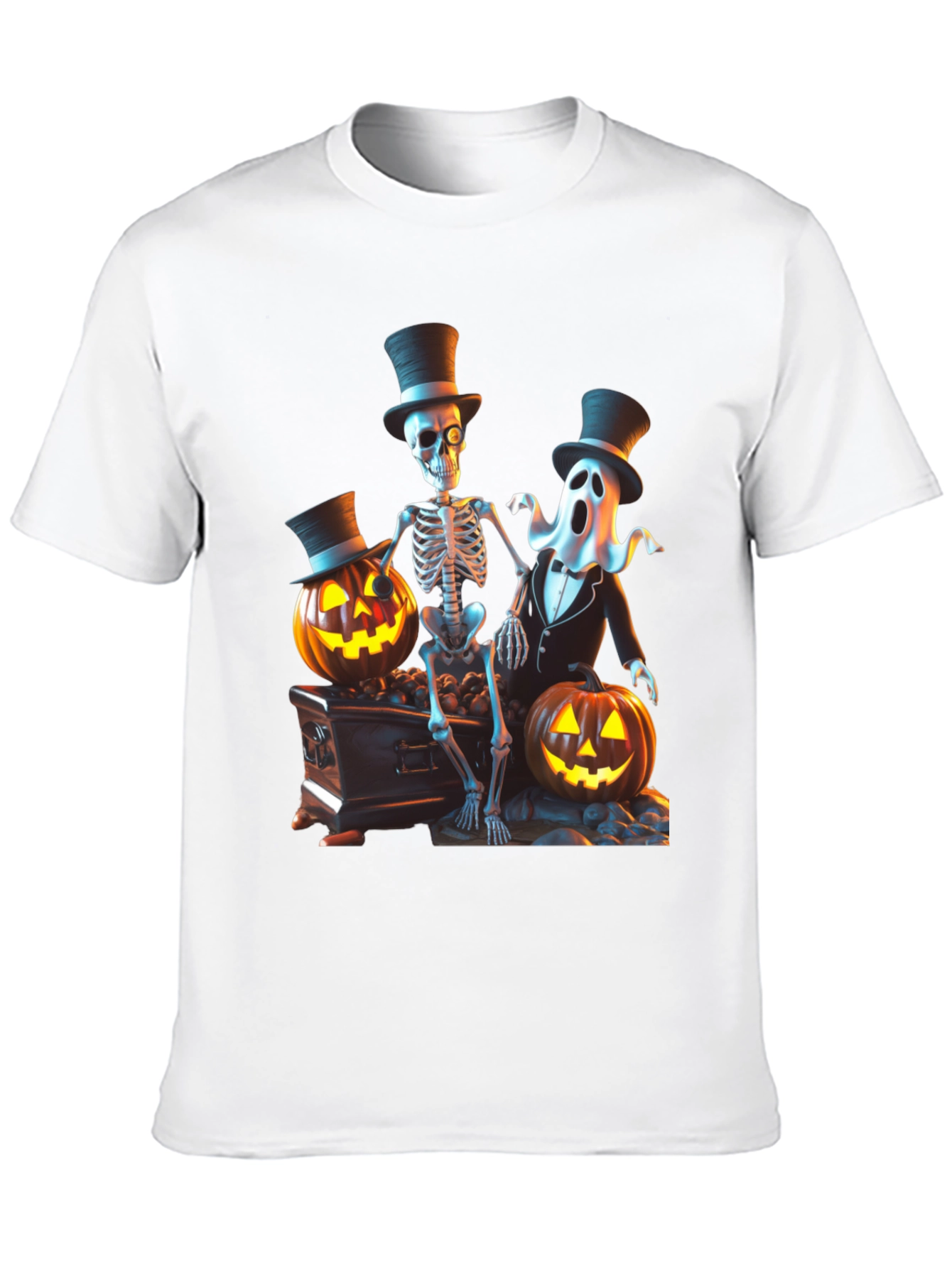Halloween Skeleton Ghost Pumpkin T-Shirt