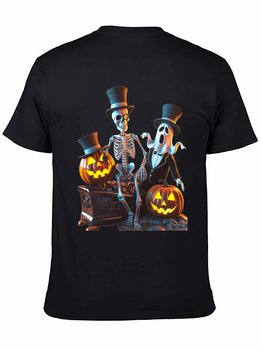 Halloween Skeleton Ghost Pumpkin T-Shirt