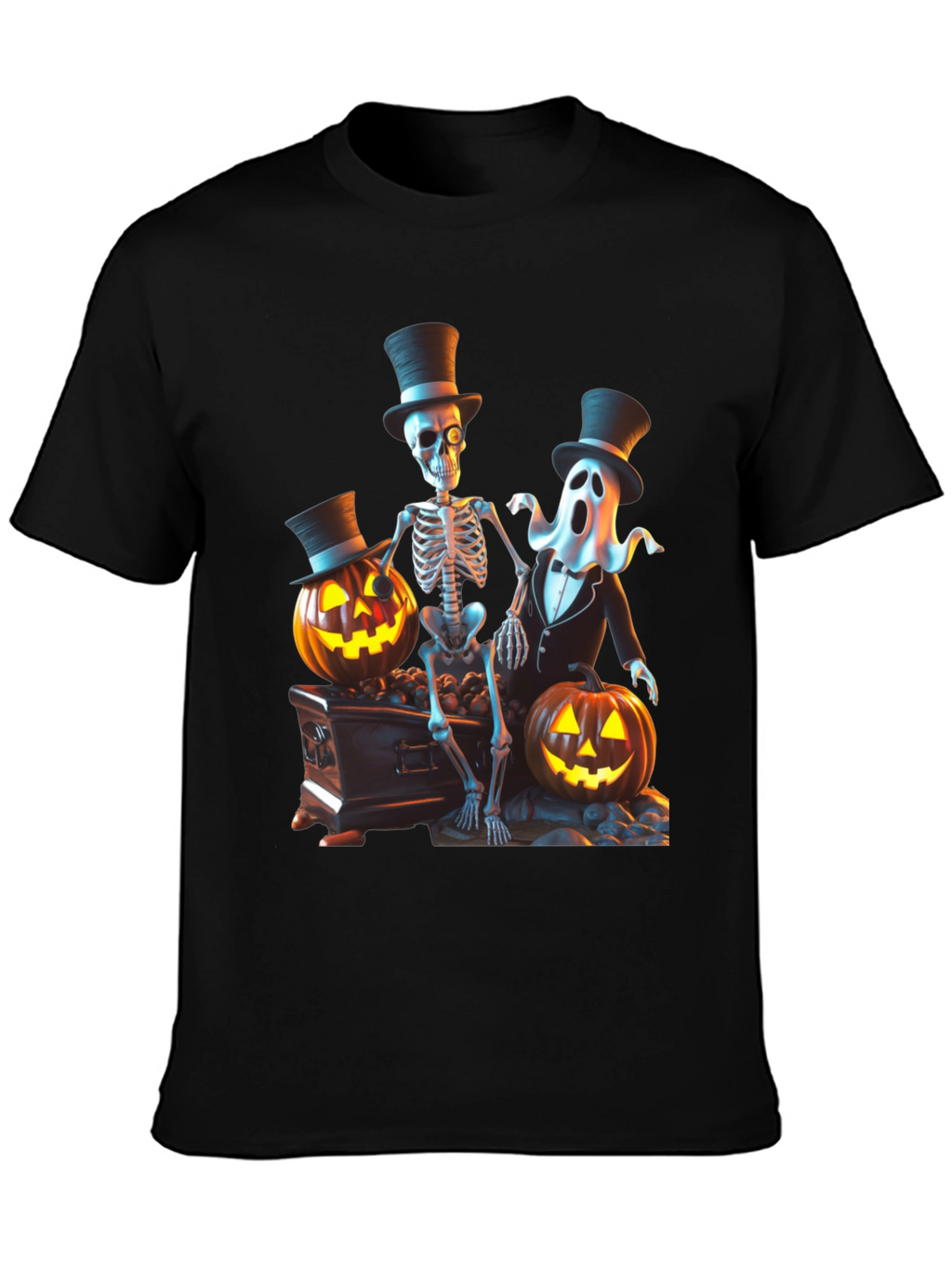Halloween Skeleton Ghost Pumpkin T-Shirt