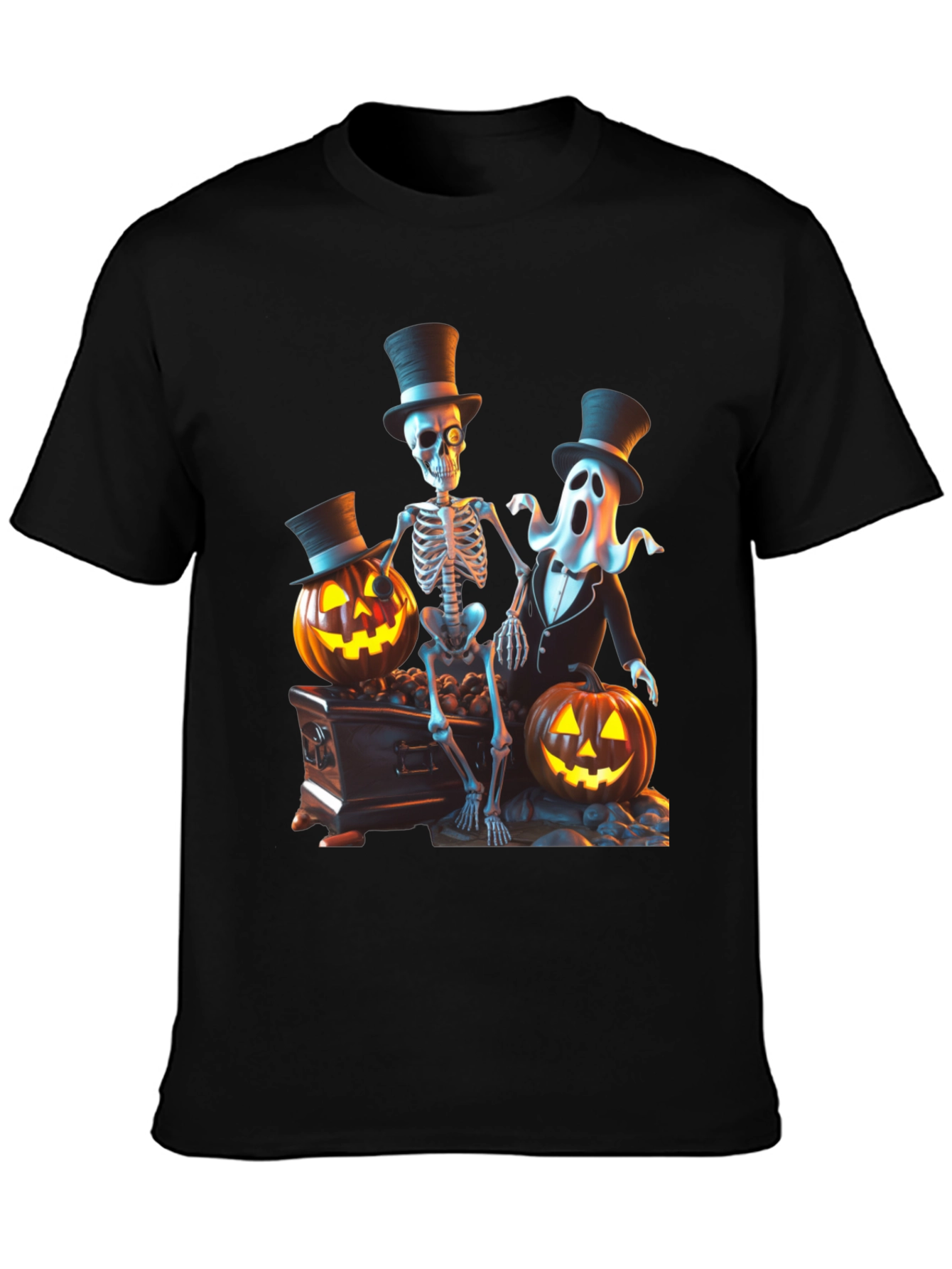 Halloween Skeleton Ghost Pumpkin T-Shirt