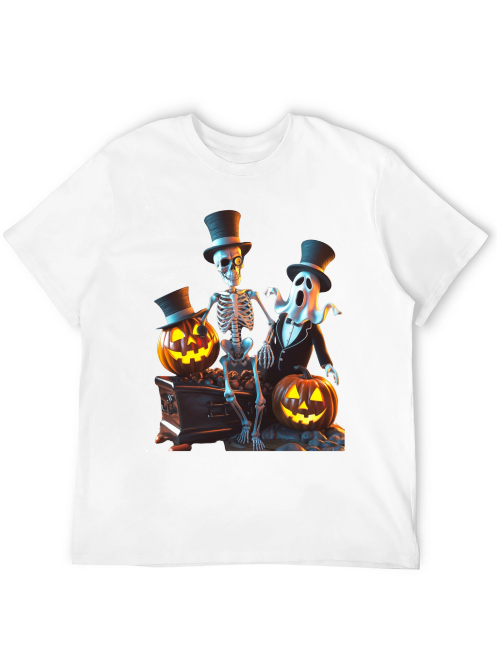 Halloween Skeleton Ghost Pumpkin T-Shirt