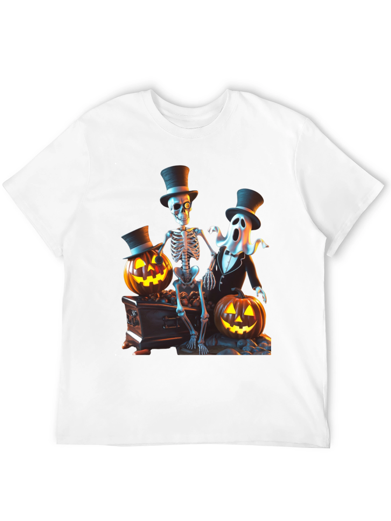 Halloween Skeleton Ghost Pumpkin T-Shirt