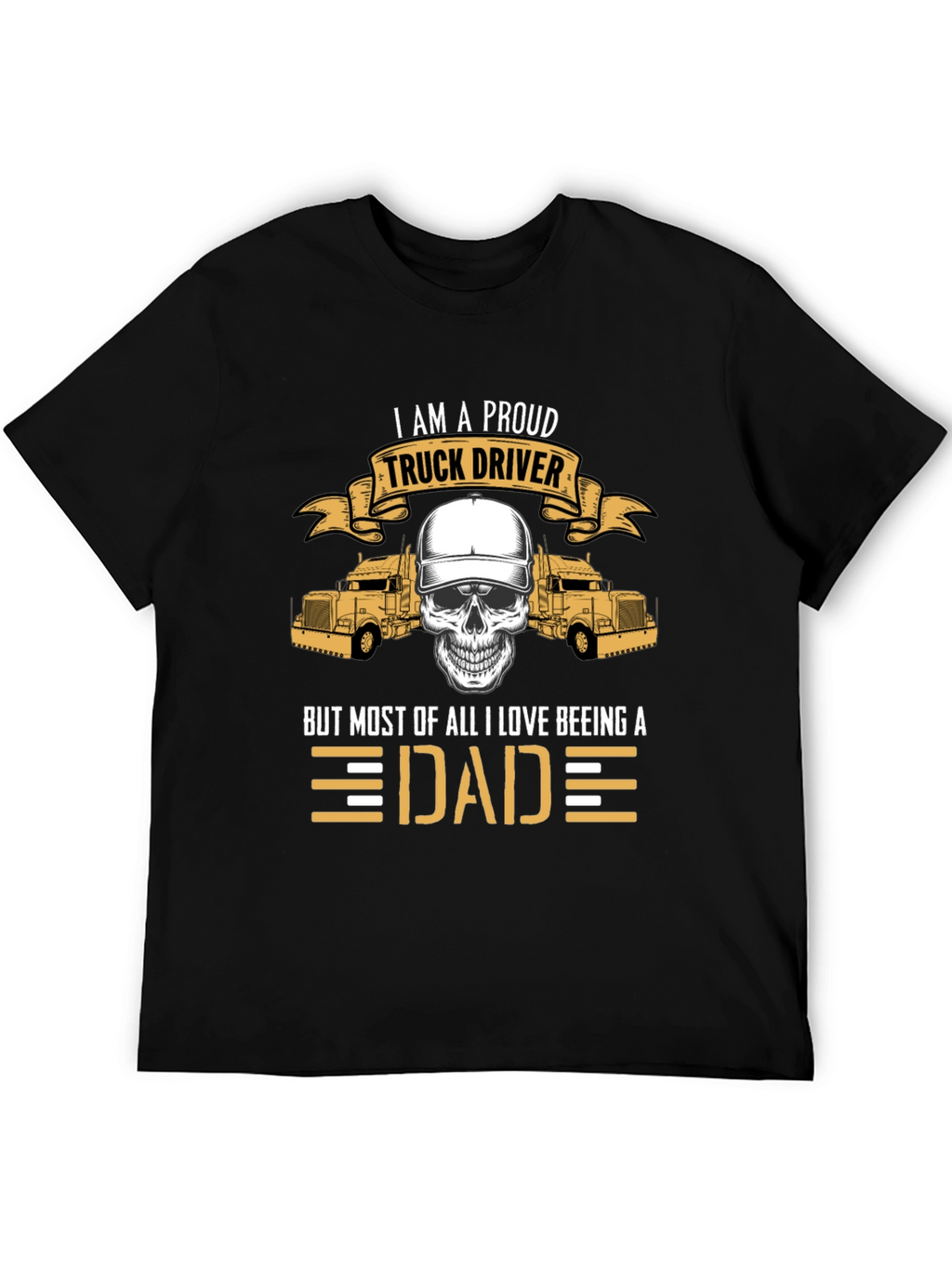 Proud Trucker Dad Graphic Tee - Black Cotton Blend