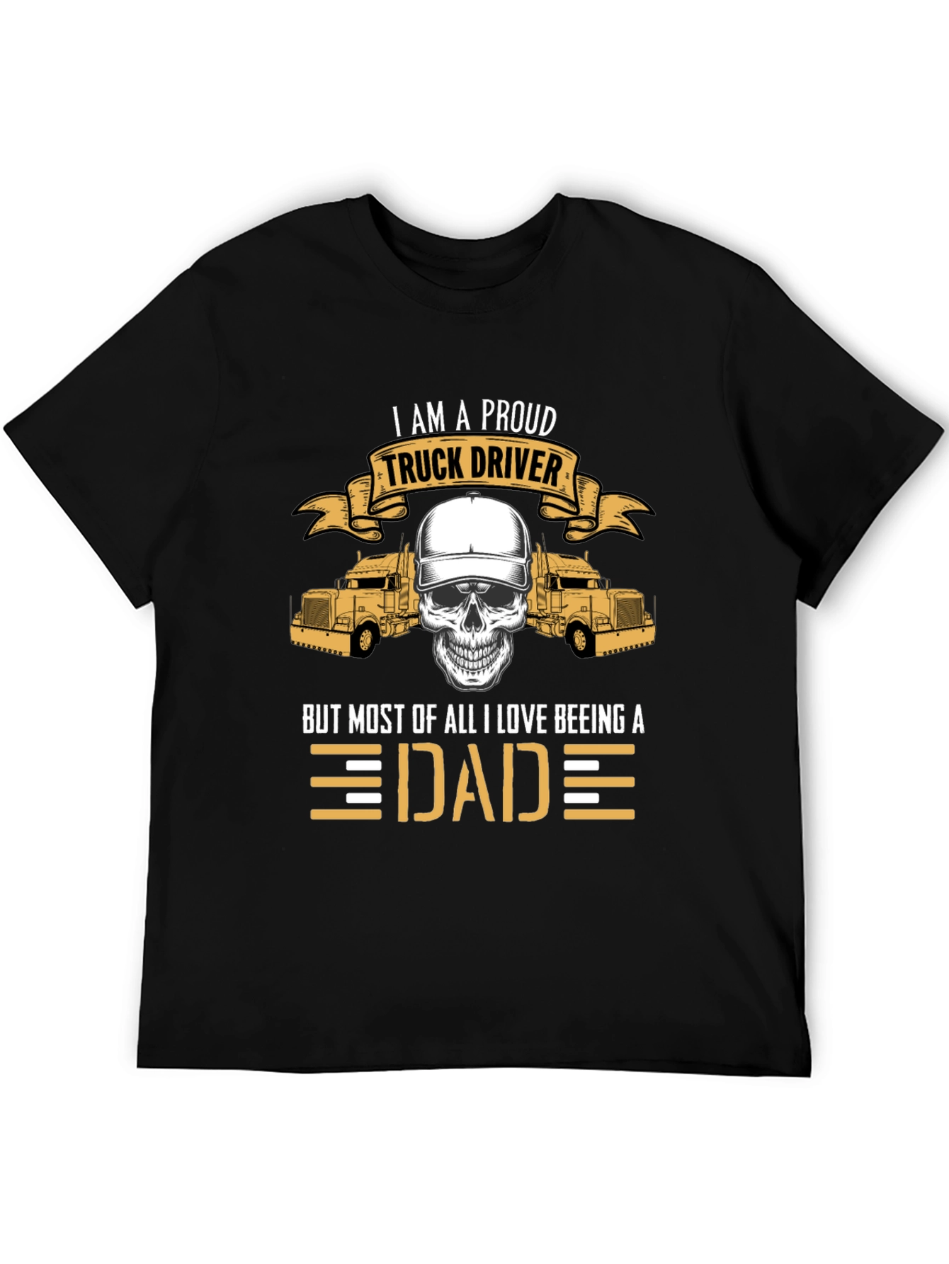 Proud Trucker Dad Graphic Tee - Black Cotton Blend