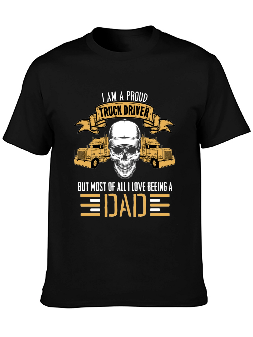 Proud Trucker Dad Graphic Tee - Black Cotton Blend