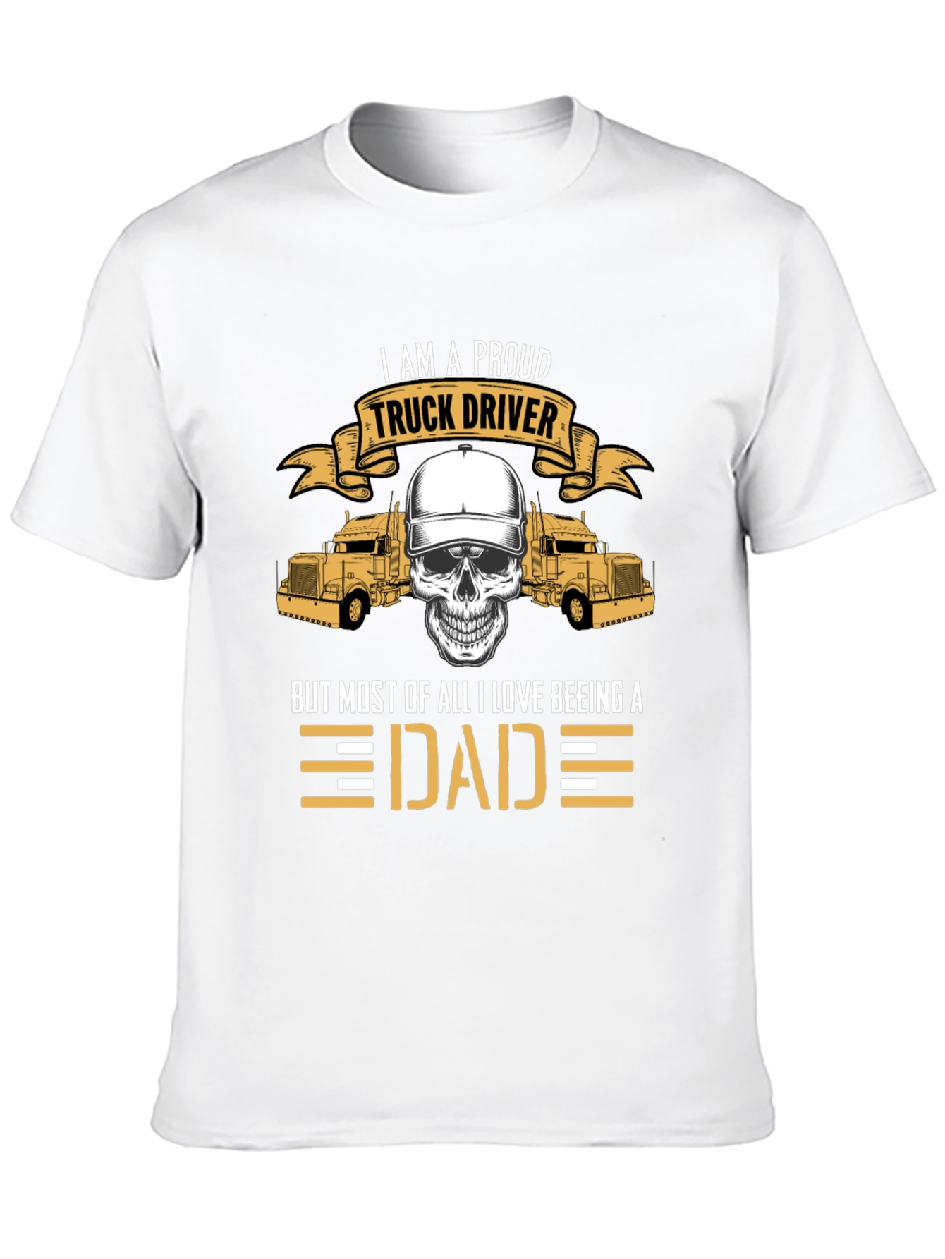 Proud Trucker Dad Graphic Tee - Black Cotton Blend