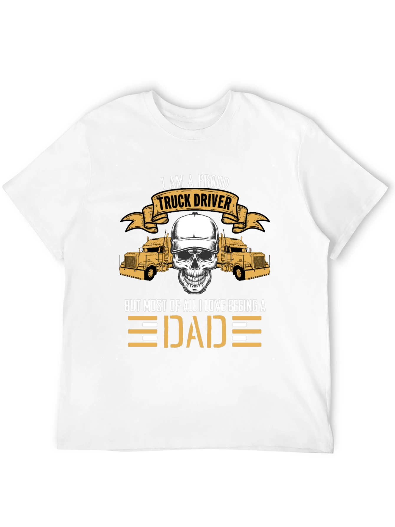 Proud Trucker Dad Graphic Tee - Black Cotton Blend