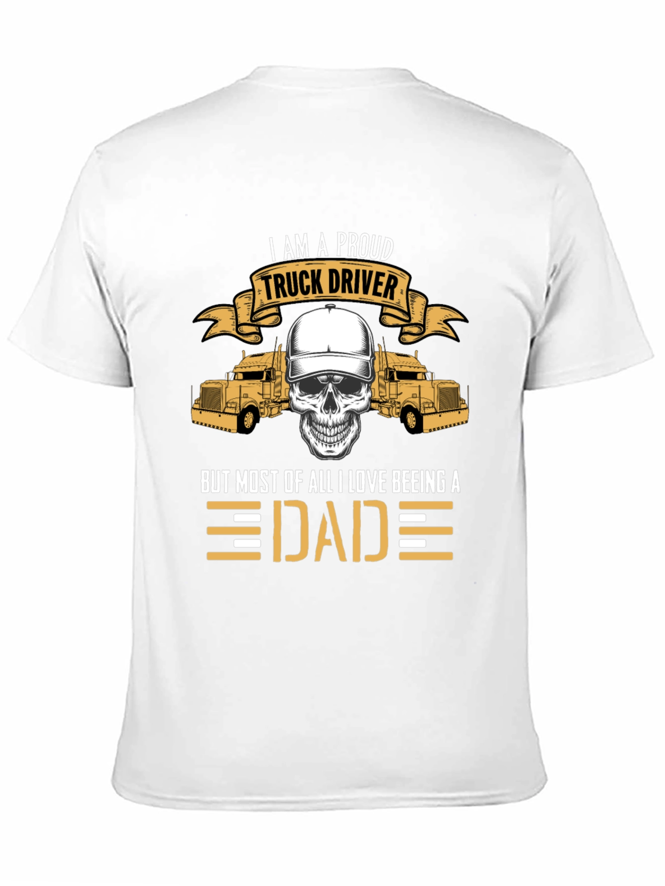 Proud Trucker Dad Graphic Tee - Black Cotton Blend
