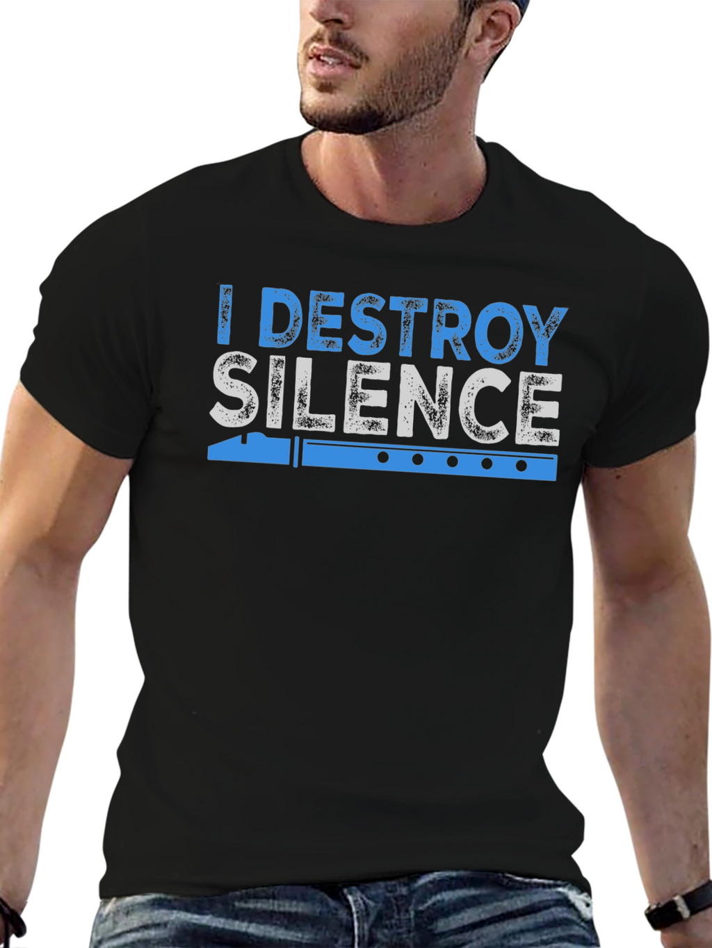 I Destroy Silence Flute Player T-Shirt