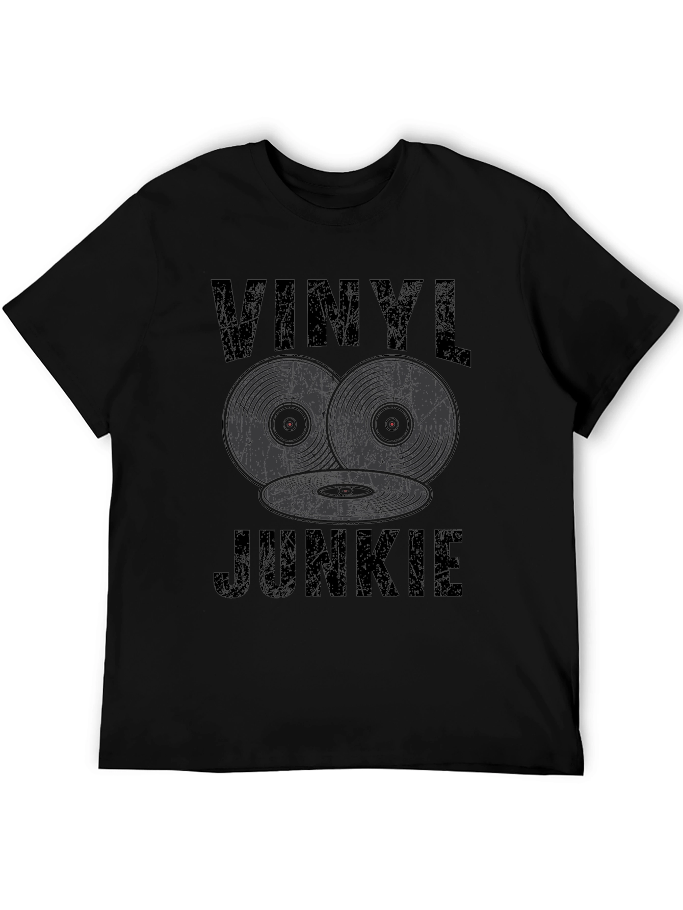 Vinyl Junkie Graphic Tee - Black Record Lover T-Shirt