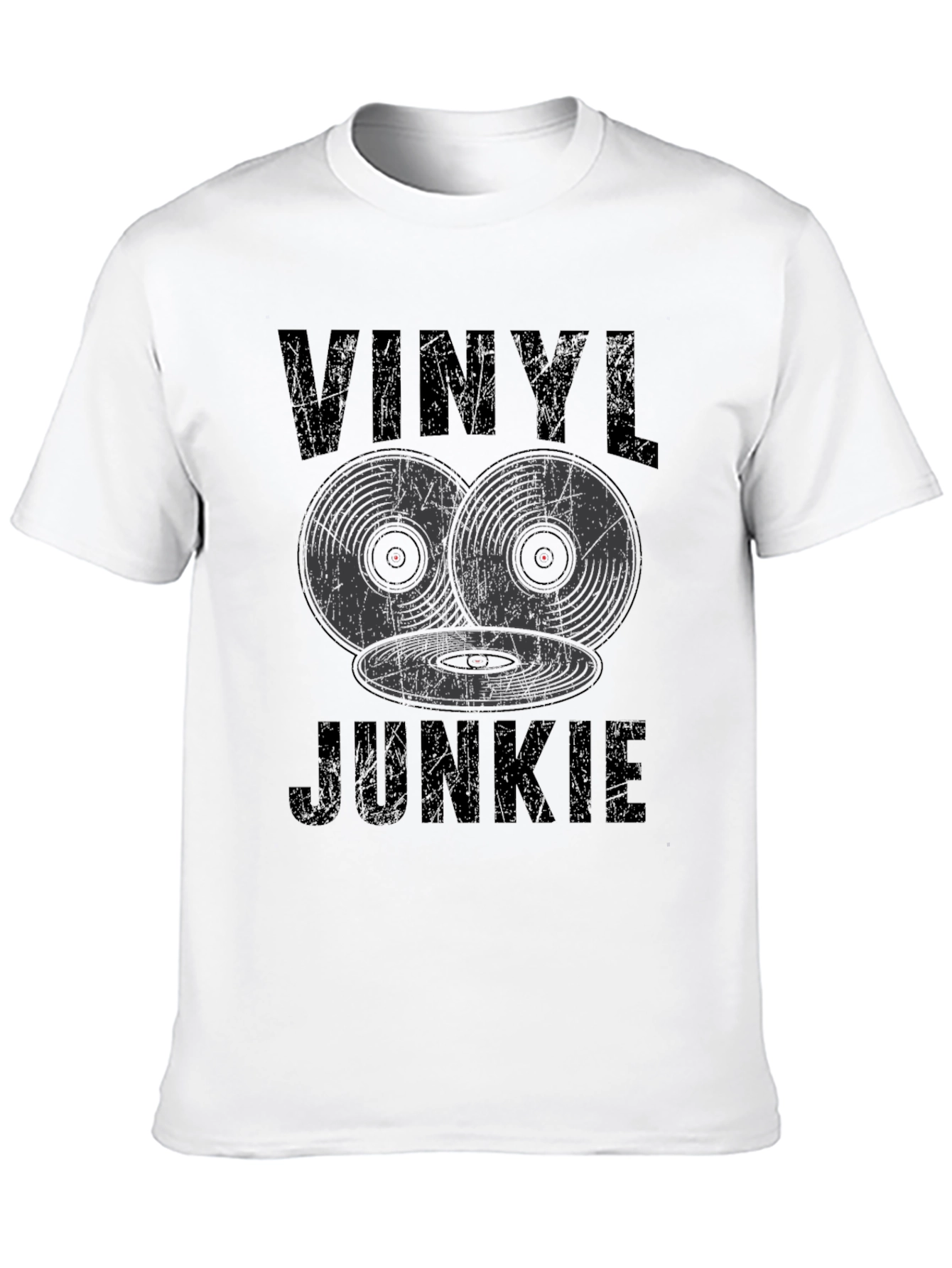 Vinyl Junkie Graphic Tee - Black Record Lover T-Shirt