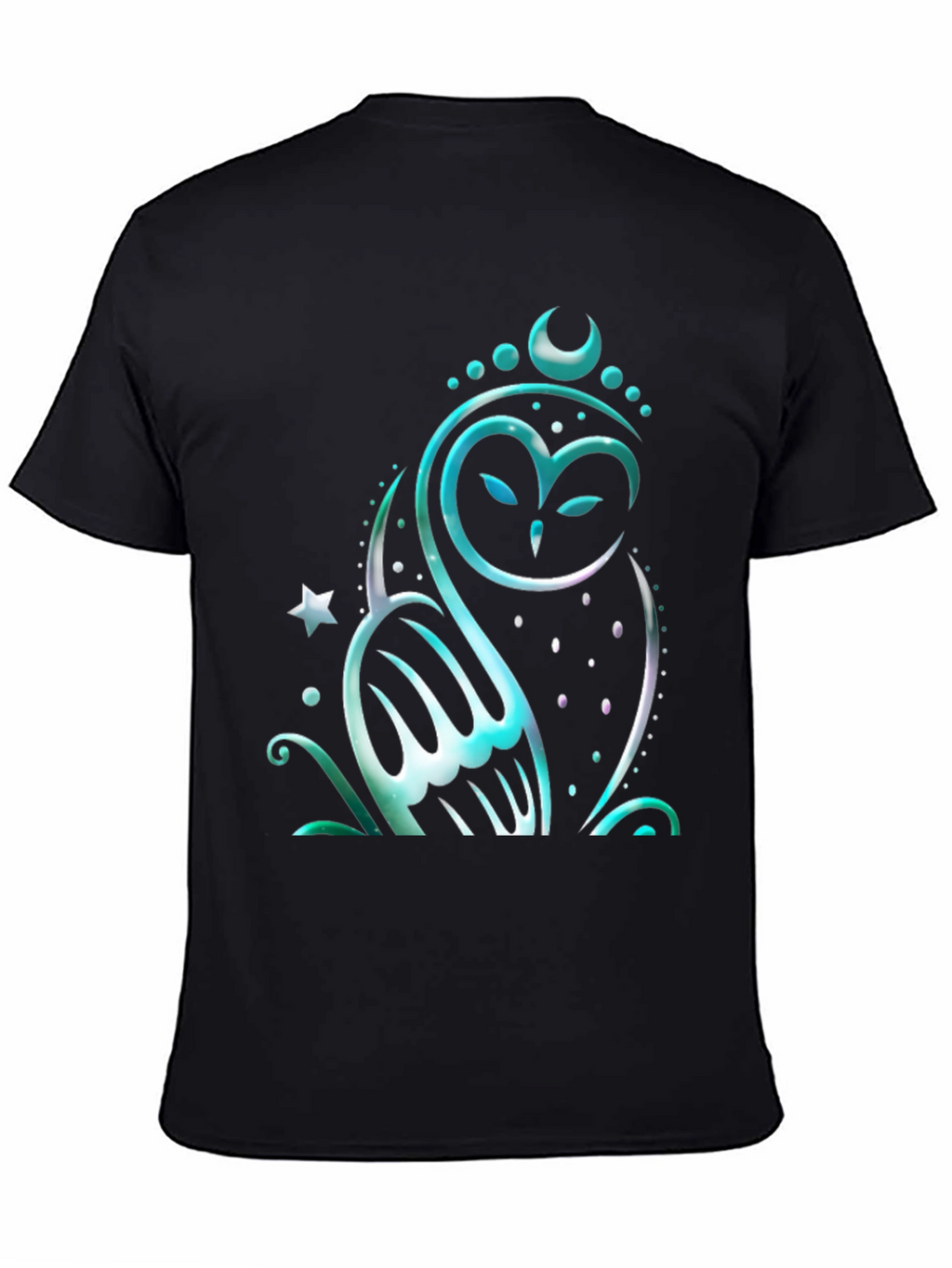 Mystical Owl Graphic Tee - Black Cotton Blend Shirt