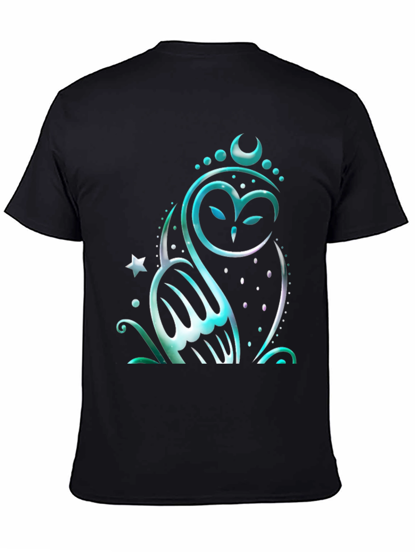 Mystical Owl Graphic Tee - Black Cotton Blend Shirt