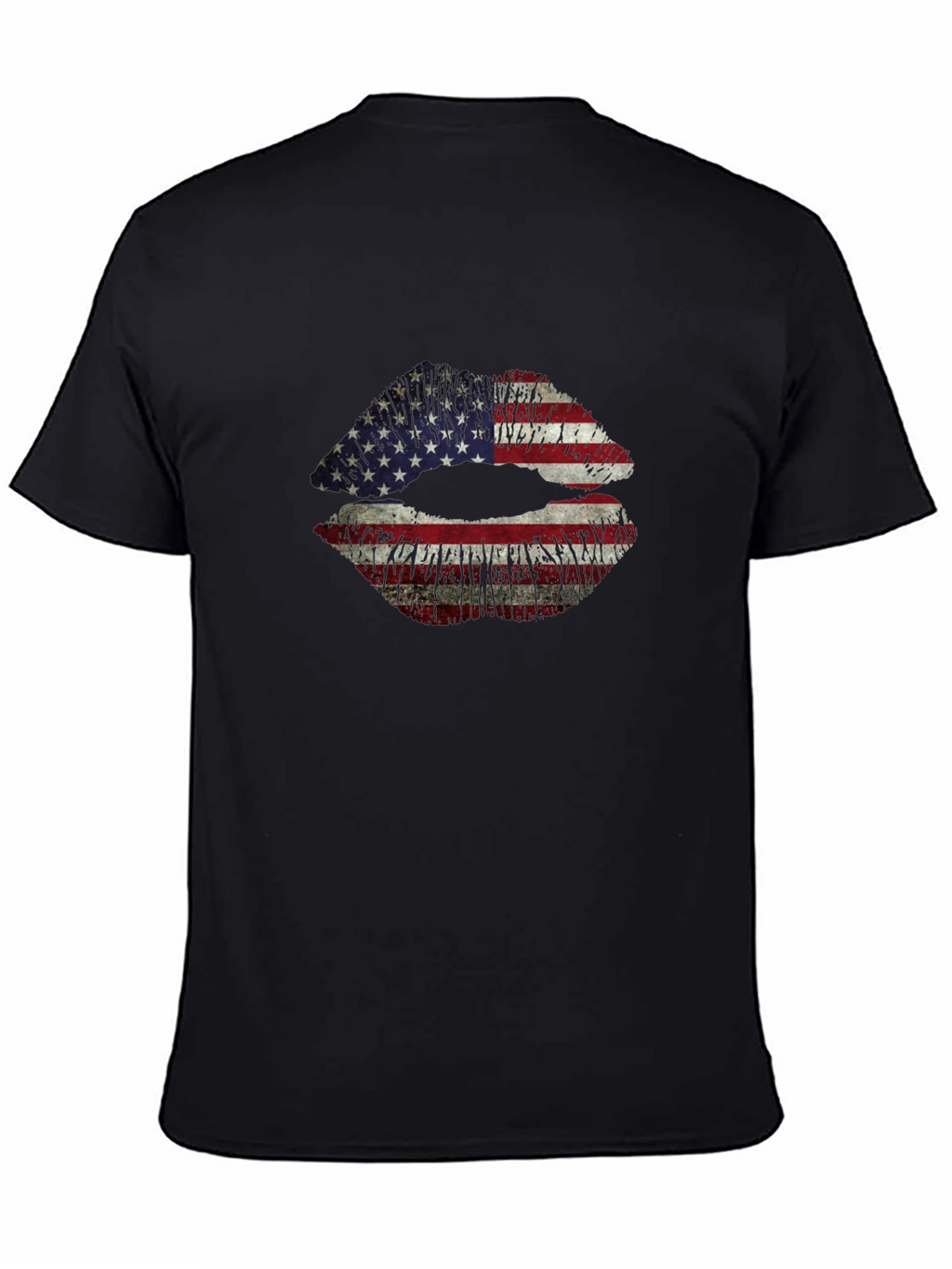 American Flag Lips Graphic T-Shirt - Black