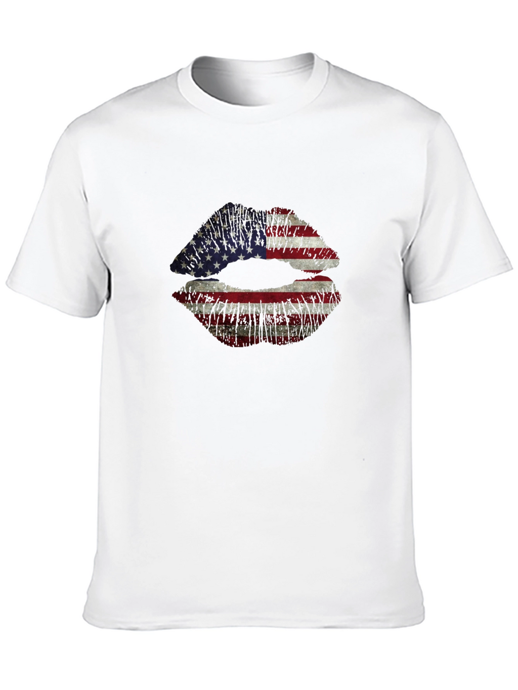 American Flag Lips Graphic T-Shirt - Black