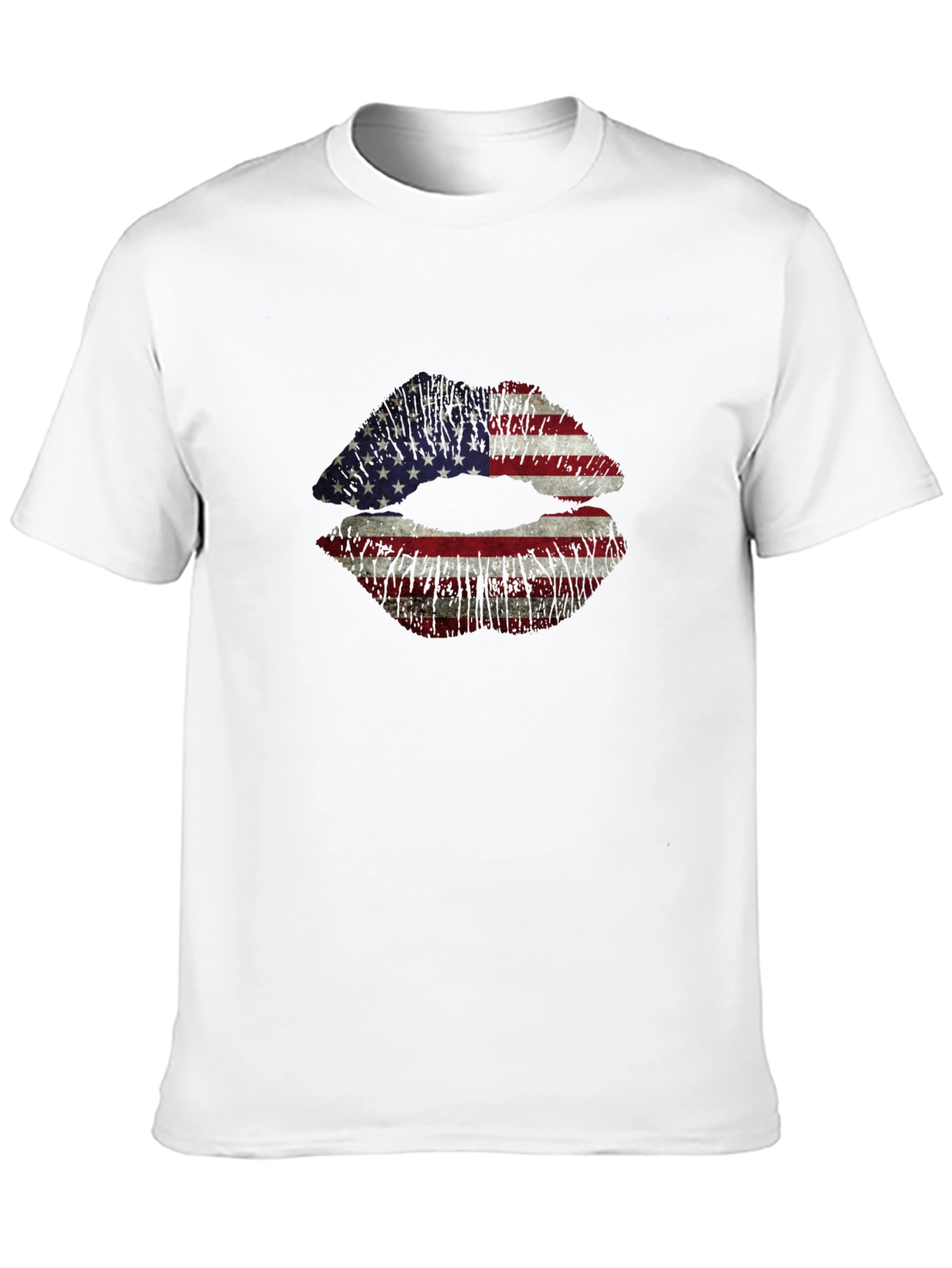 American Flag Lips Graphic T-Shirt - Black