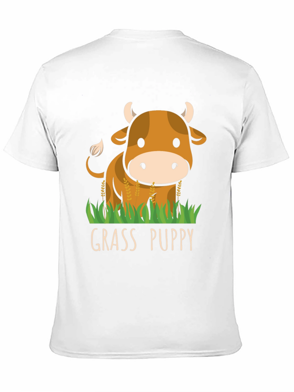 Grass Puppy Cute Cow Graphic T-Shirt
