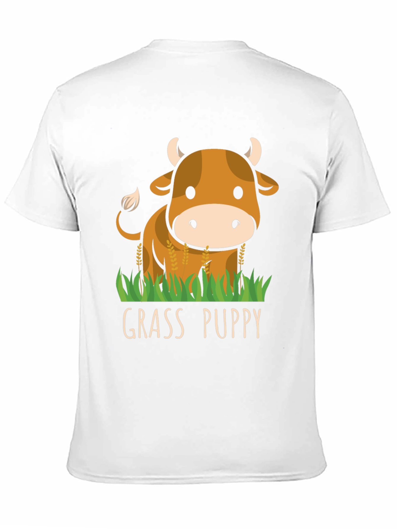 Grass Puppy Cute Cow Graphic T-Shirt