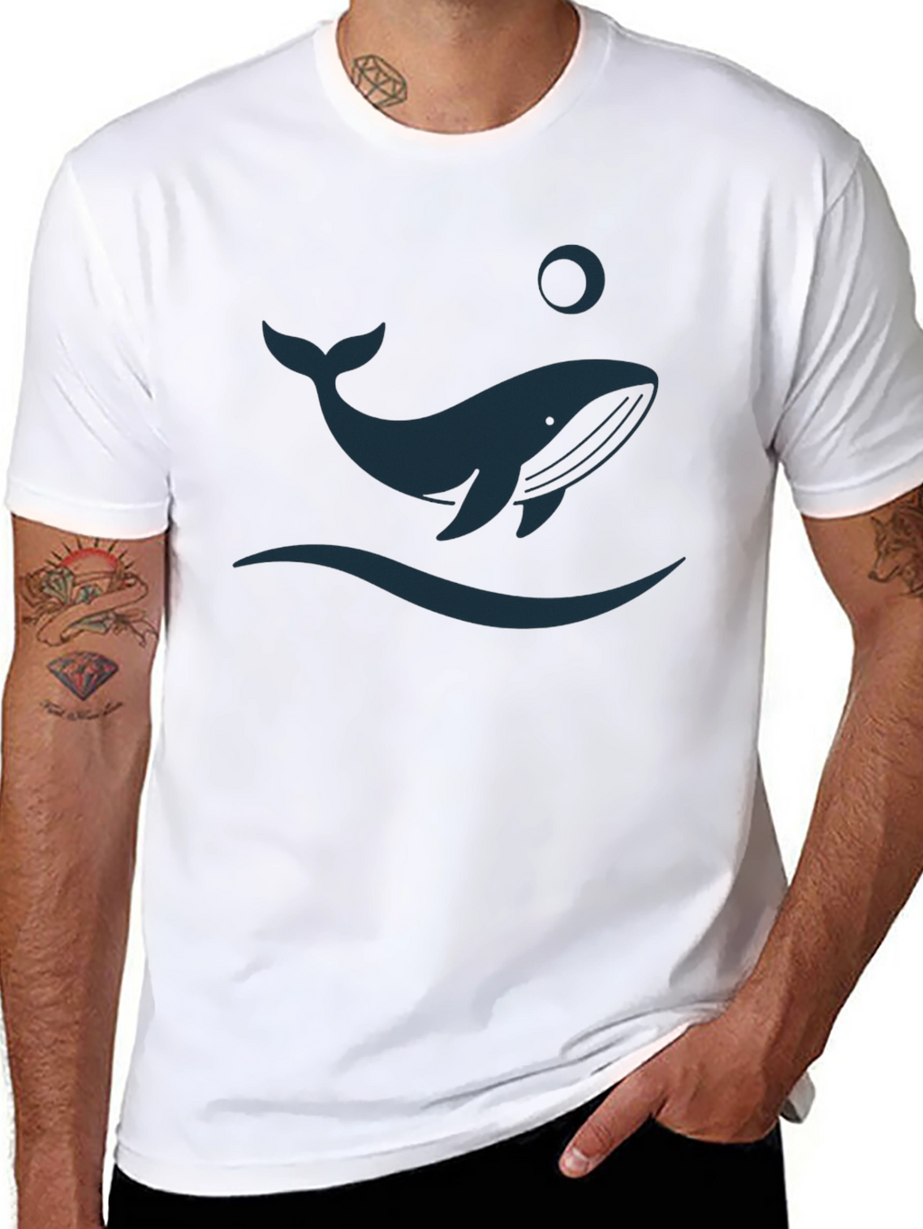 Whale Graphic Tee - Black Casual Shirt