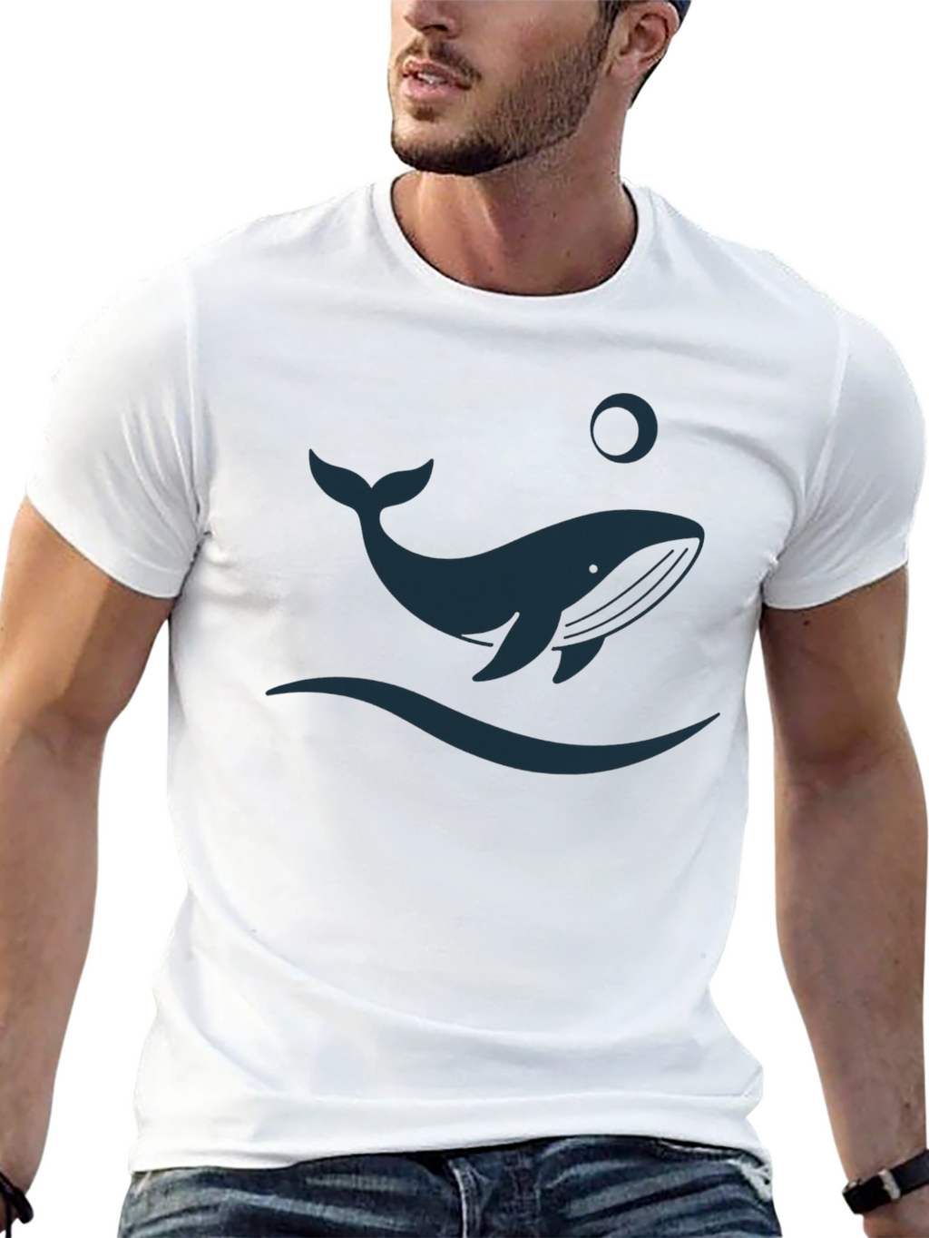 Whale Graphic Tee - Black Casual Shirt