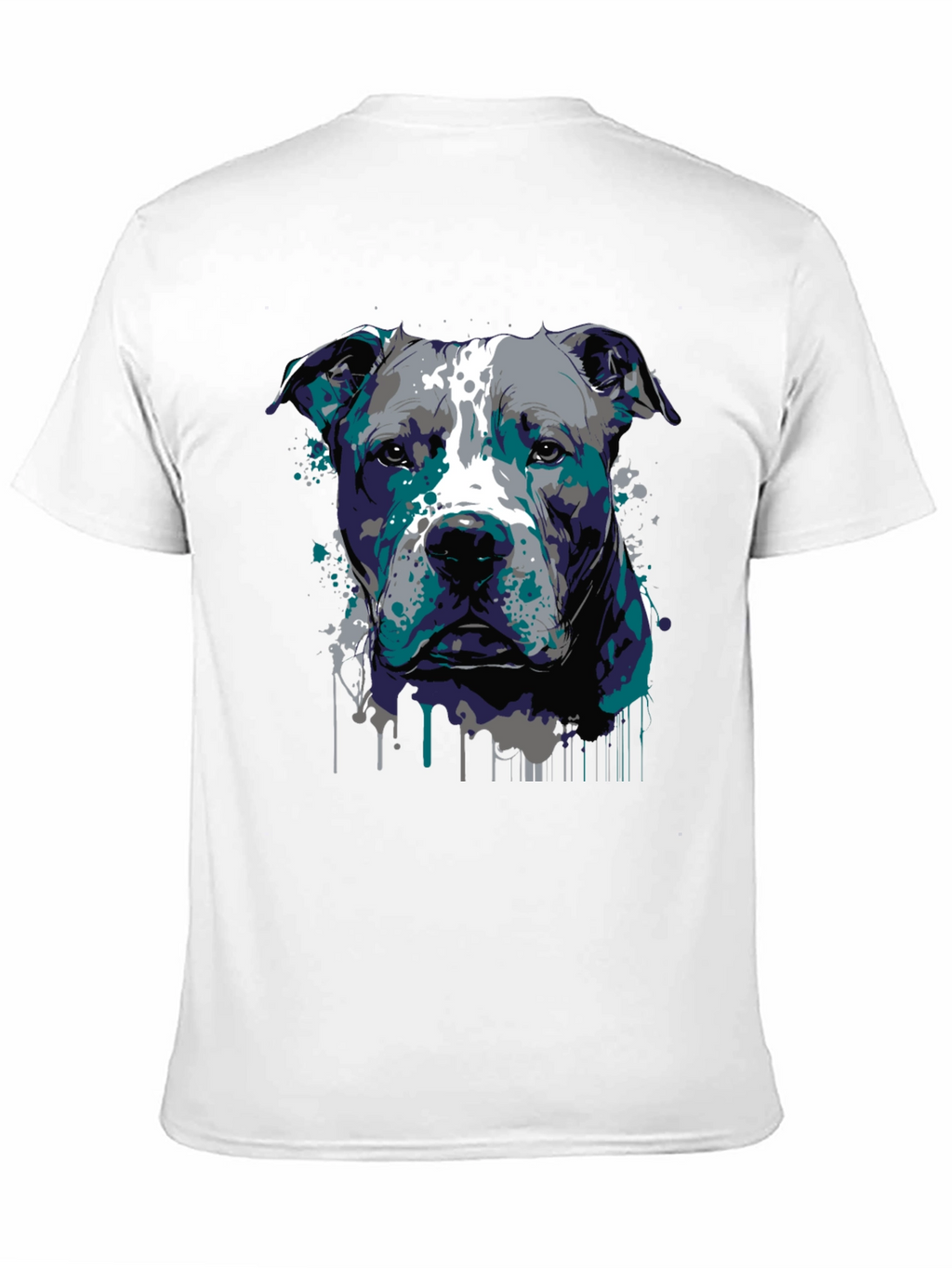 Pitbull Dog Art Graphic Print Black T-Shirt