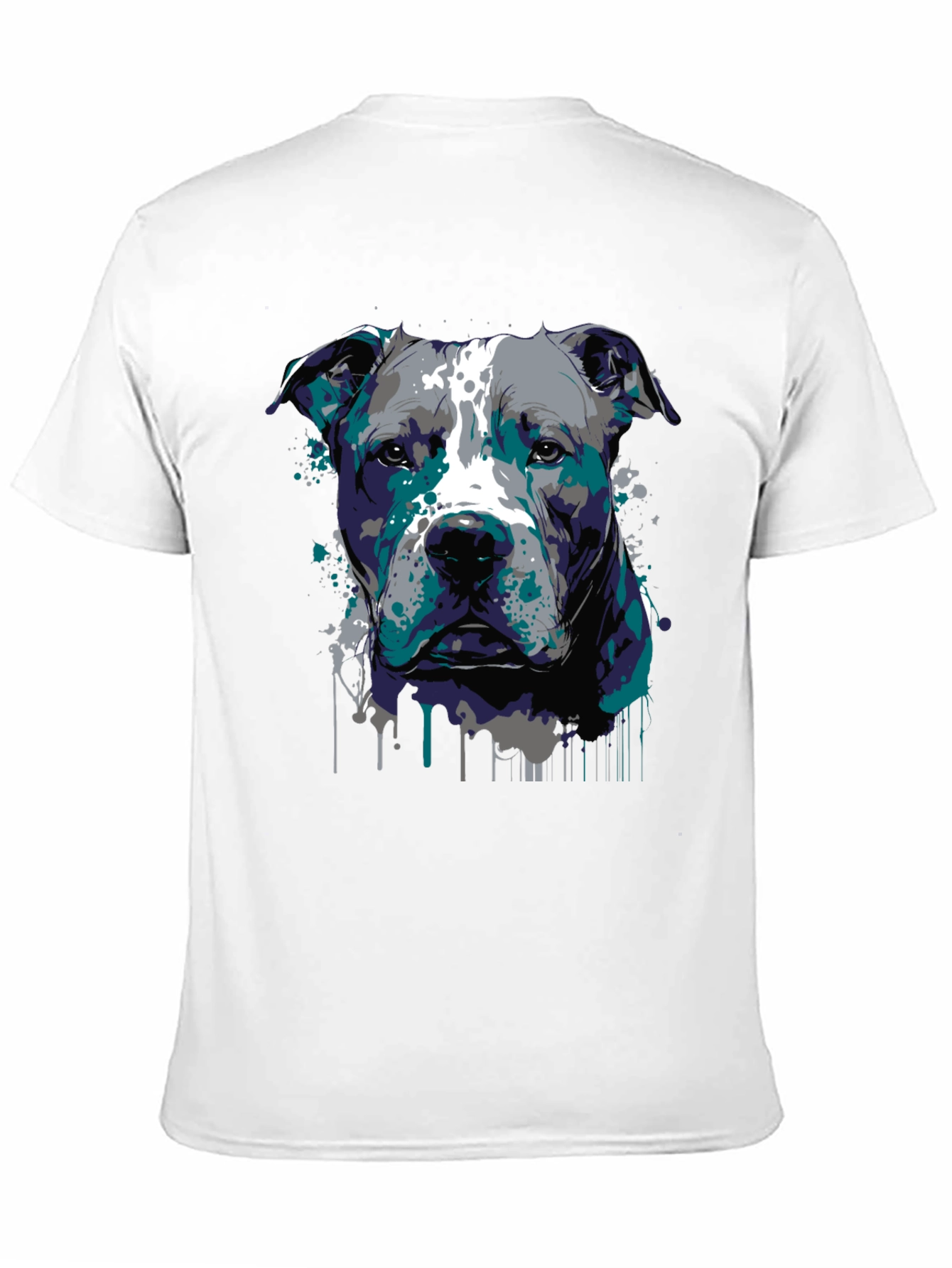 Pitbull Dog Art Graphic Print Black T-Shirt