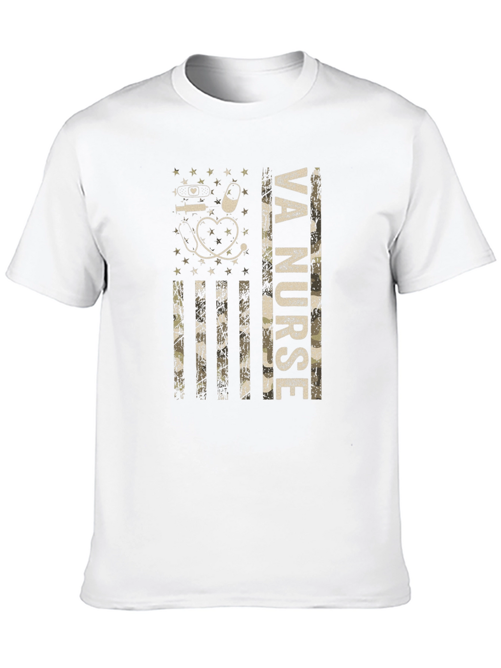 VA Nurse Camo American Flag T-Shirt