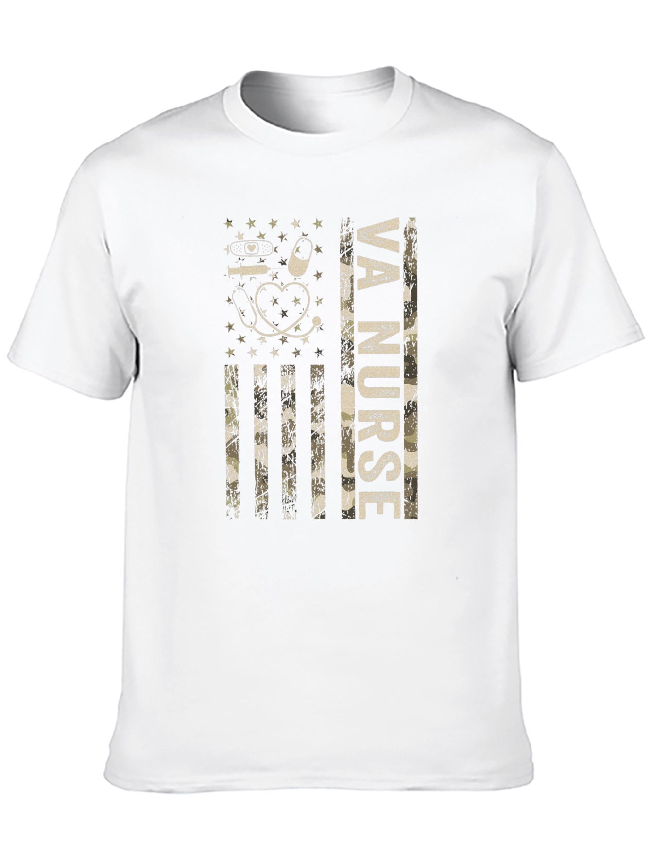 VA Nurse Camo American Flag T-Shirt