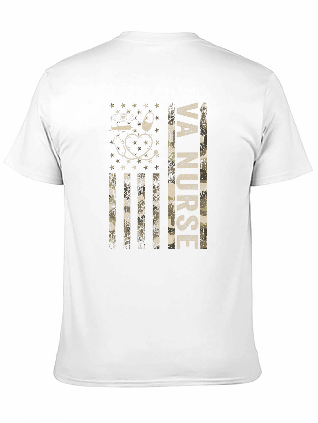 VA Nurse Camo American Flag T-Shirt