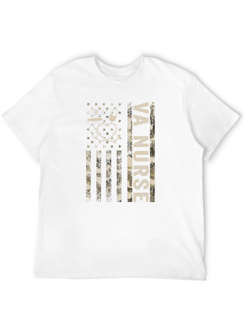 VA Nurse Camo American Flag T-Shirt