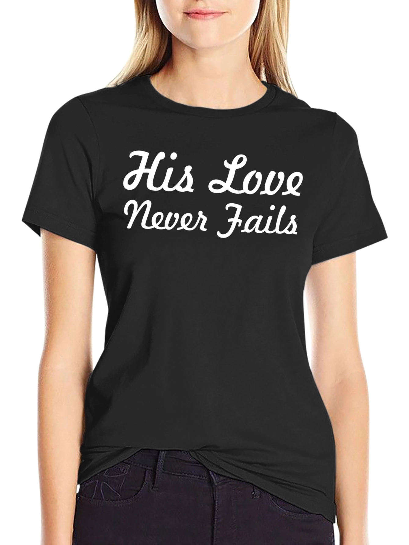 His Love Never Fails Black Tee