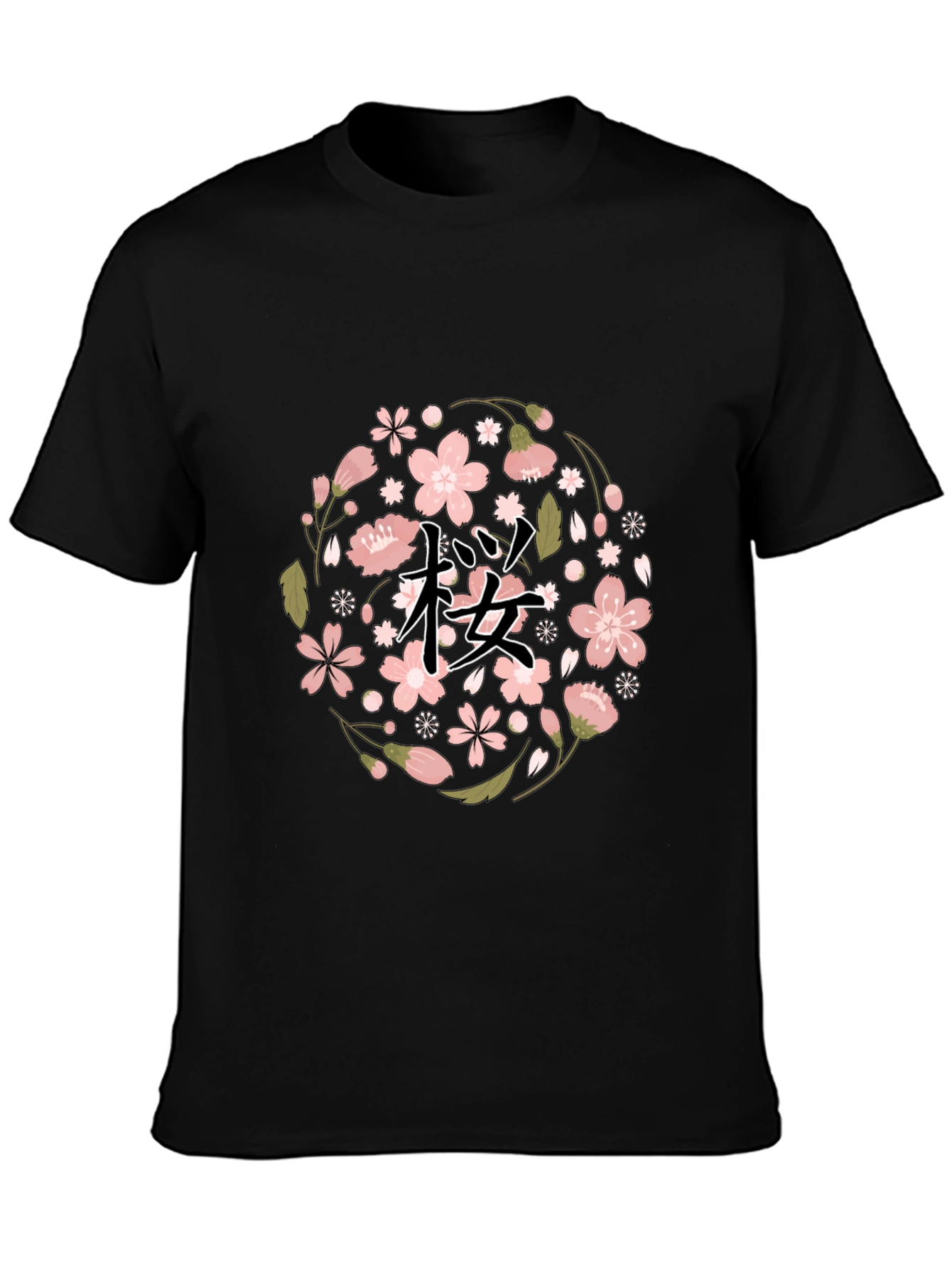 Cherry Blossom Graphic Tee - Black