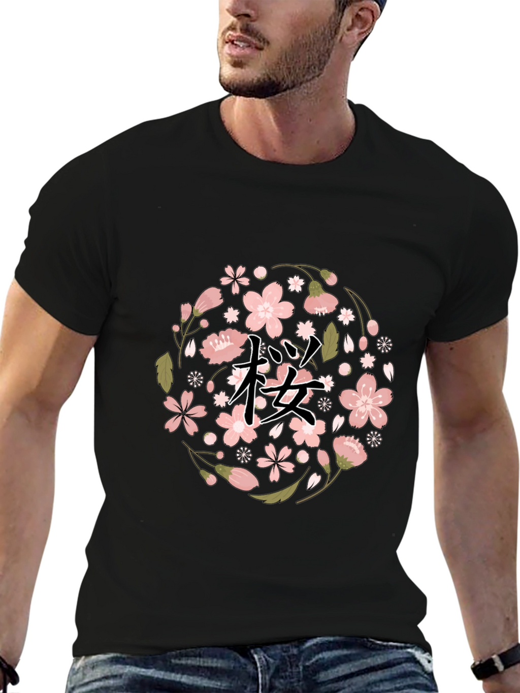 Cherry Blossom Graphic Tee - Black