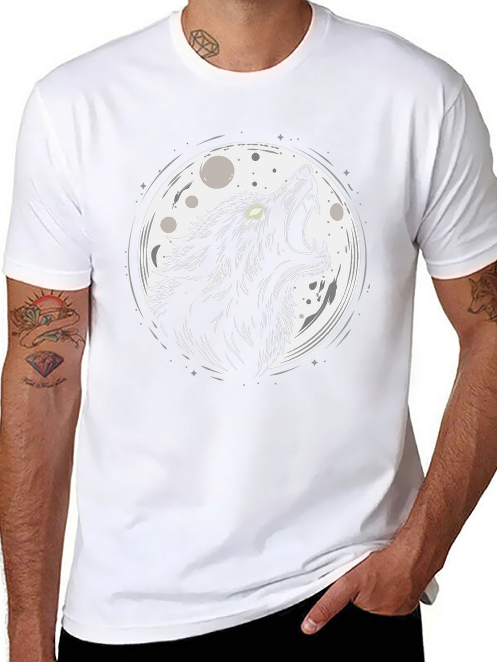 Wolf Moon Graphic Black T-Shirt