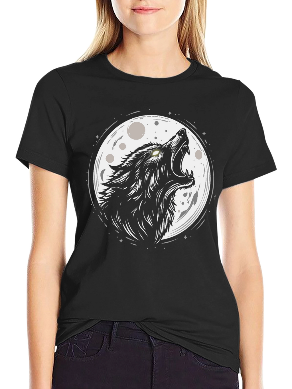 Wolf Moon Graphic Black T-Shirt