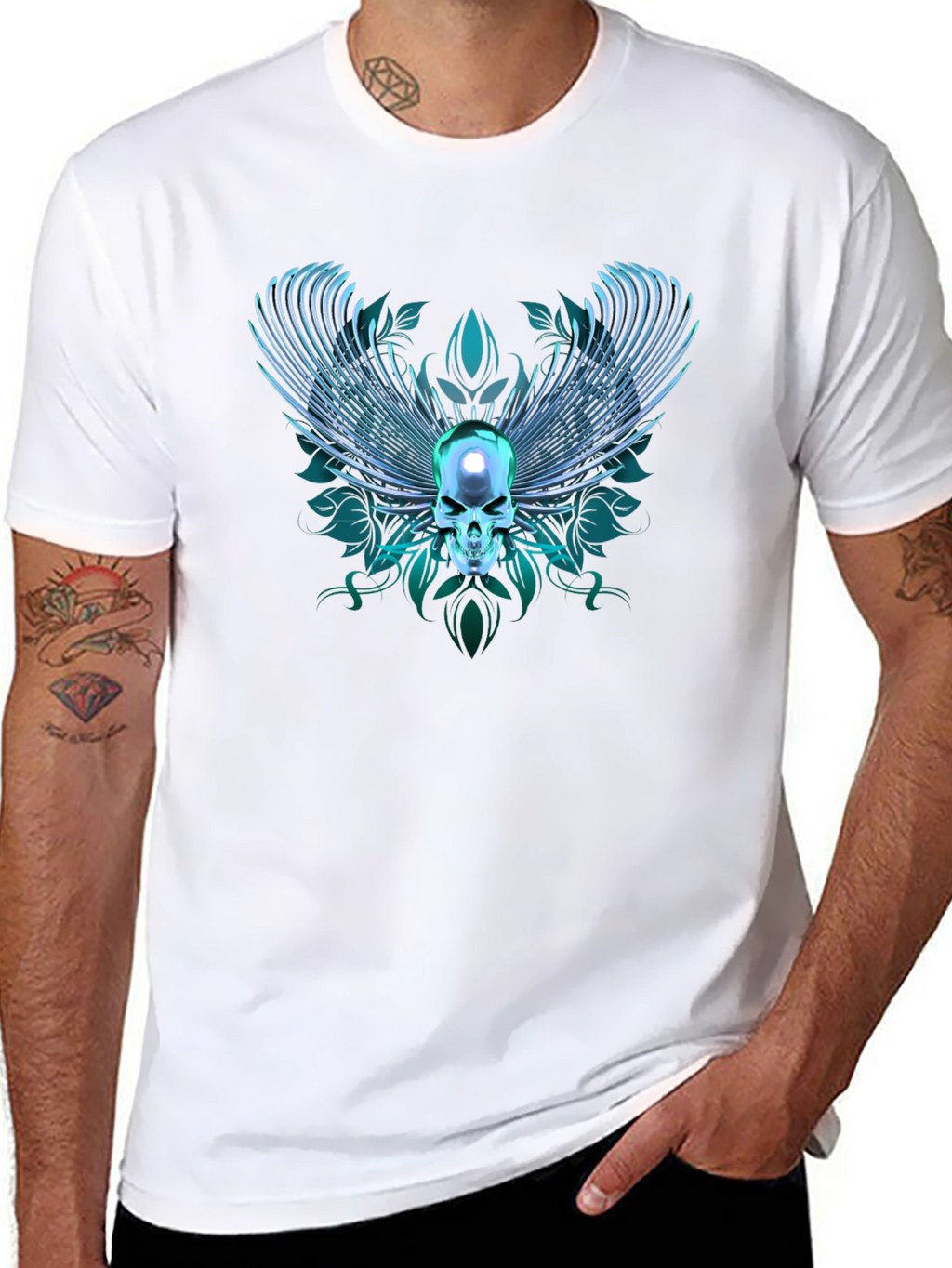 Winged Skull Graphic Tee - Edgy Streetwear