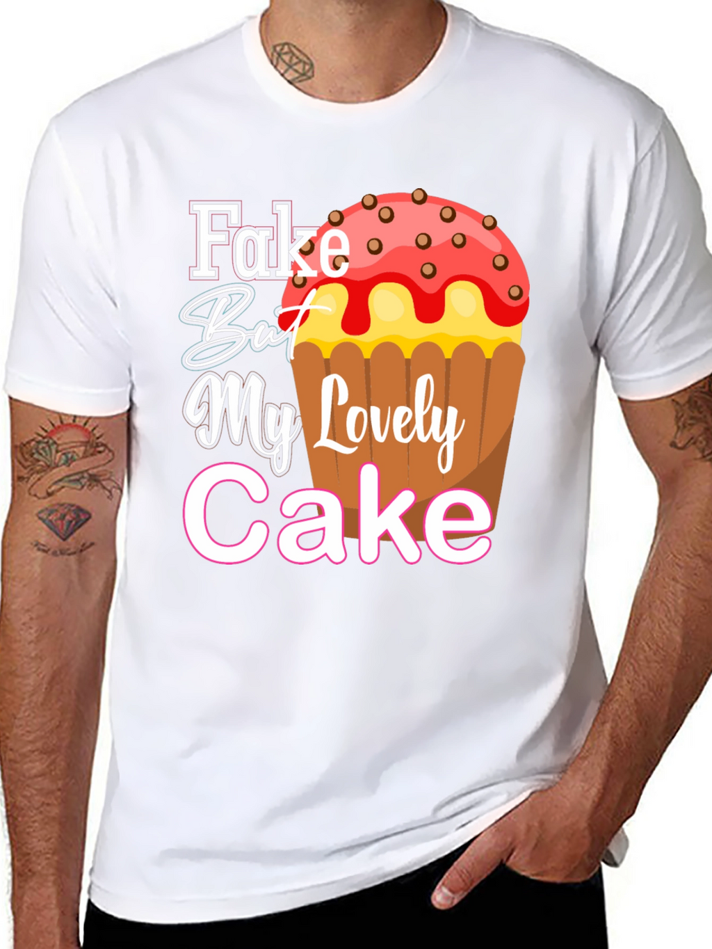 Fake But My Lovely Cake Black Graphic Tee