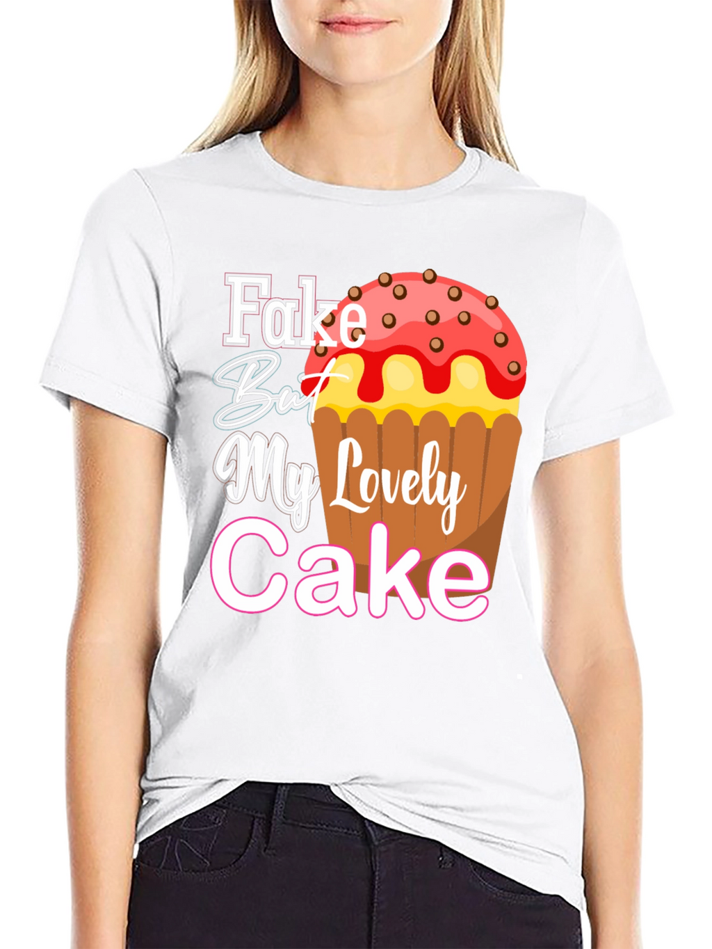 Fake But My Lovely Cake Black Graphic Tee