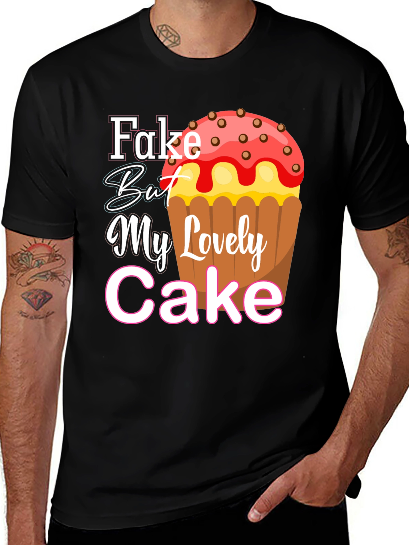 Fake But My Lovely Cake Black Graphic Tee