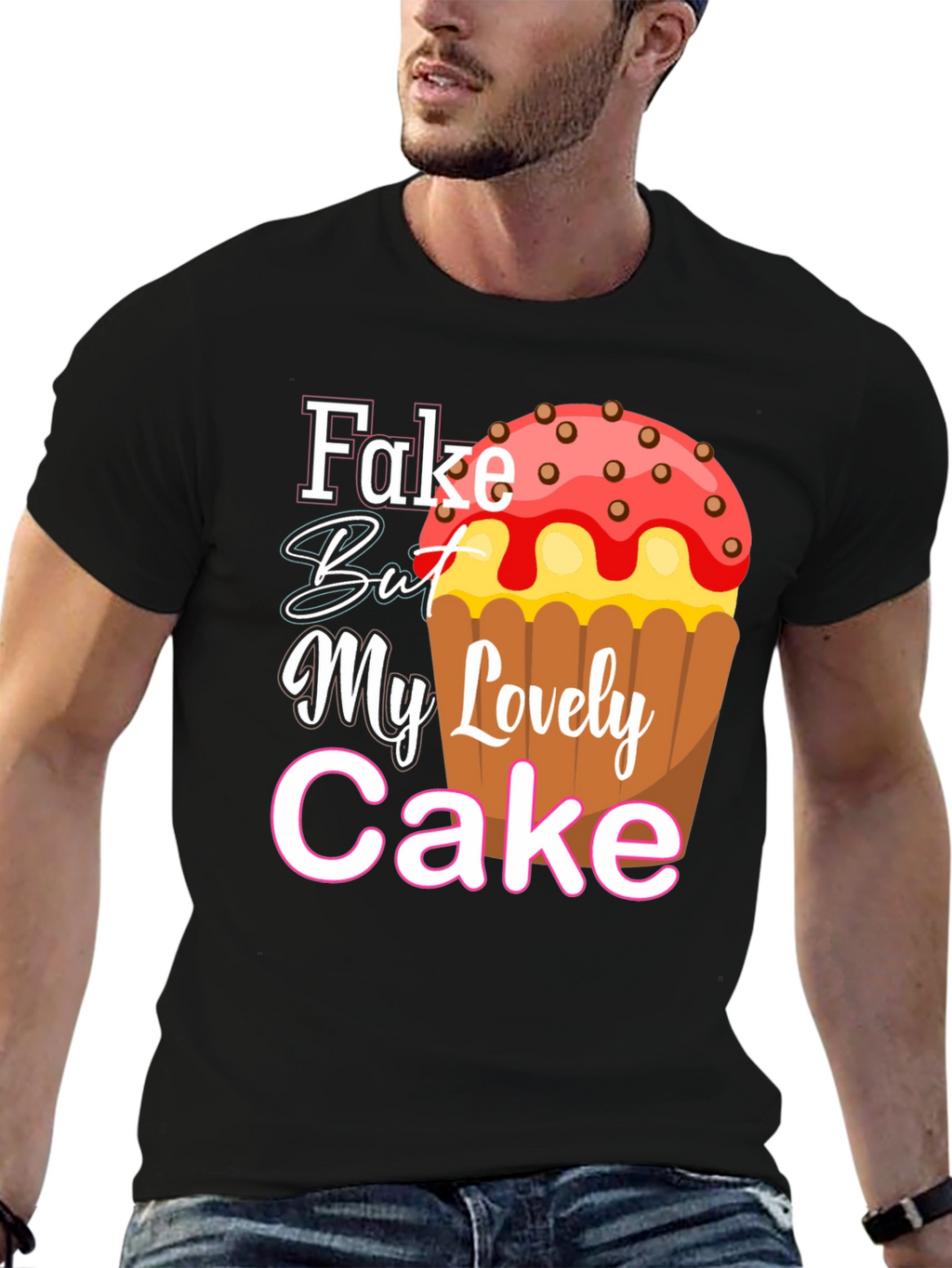 Fake But My Lovely Cake Black Graphic Tee