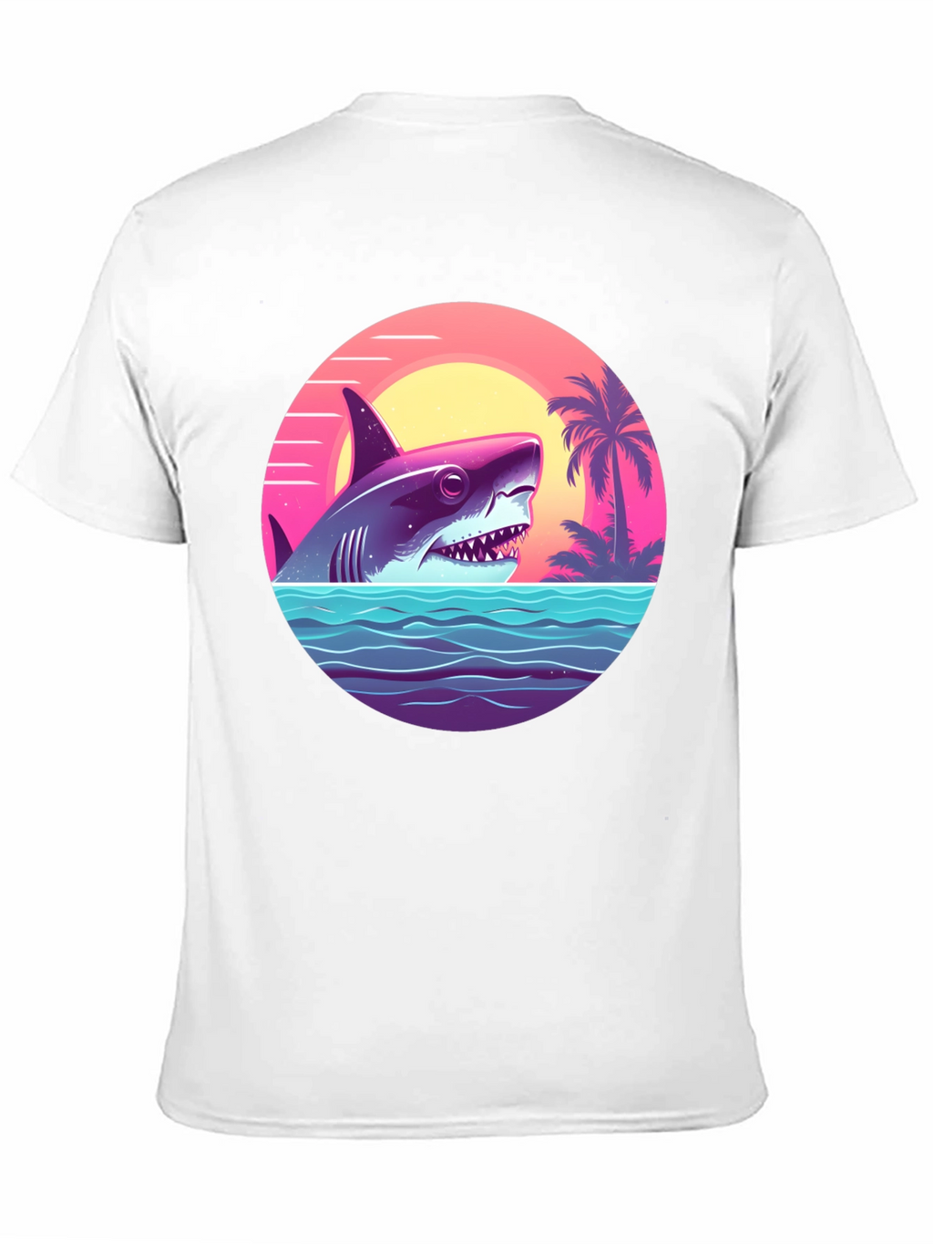 Shark Sunset Graphic Tee - Retro Summer Vibes T-Shirt