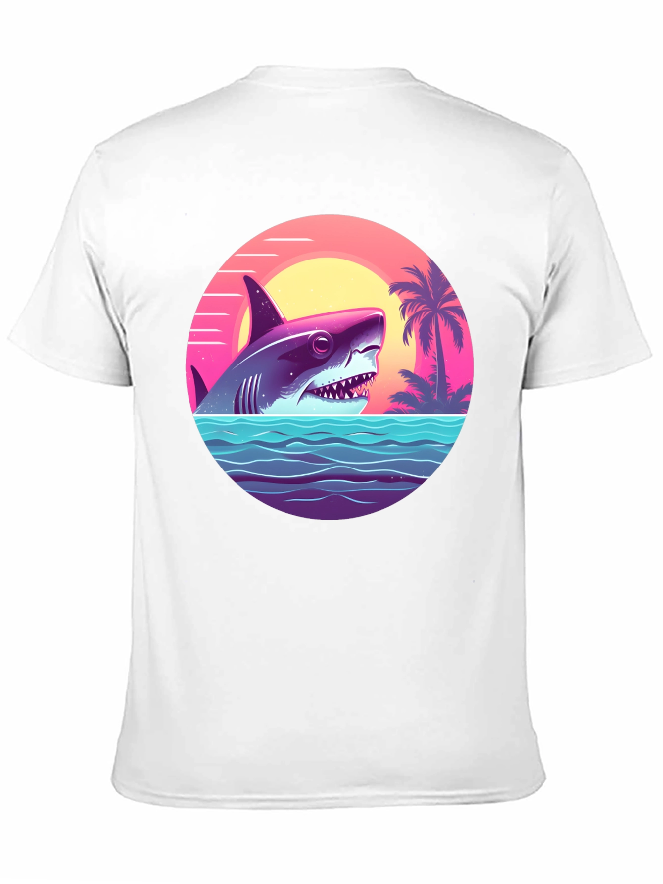 Shark Sunset Graphic Tee - Retro Summer Vibes T-Shirt