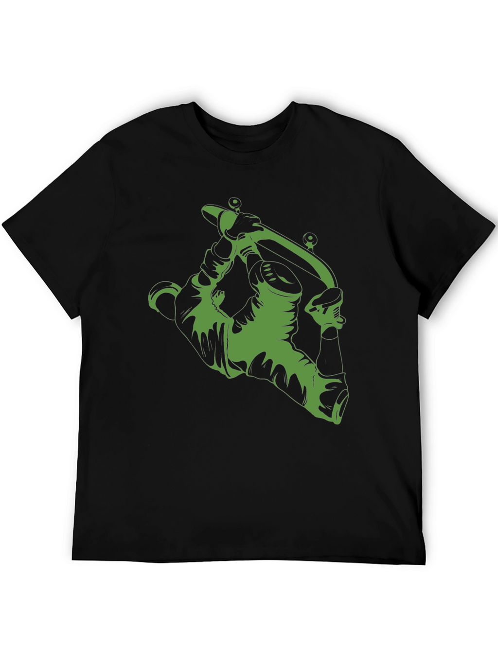 Green Tattoo Gun Graphic Black T-Shirt