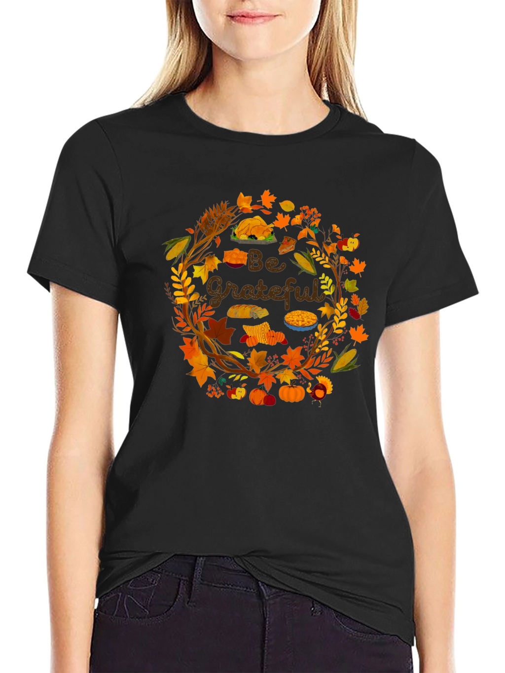 Be Grateful Thanksgiving Graphic T-Shirt