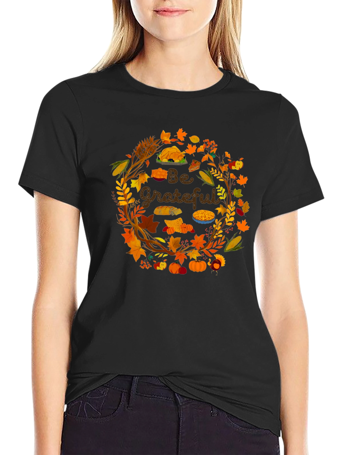 Be Grateful Thanksgiving Graphic T-Shirt