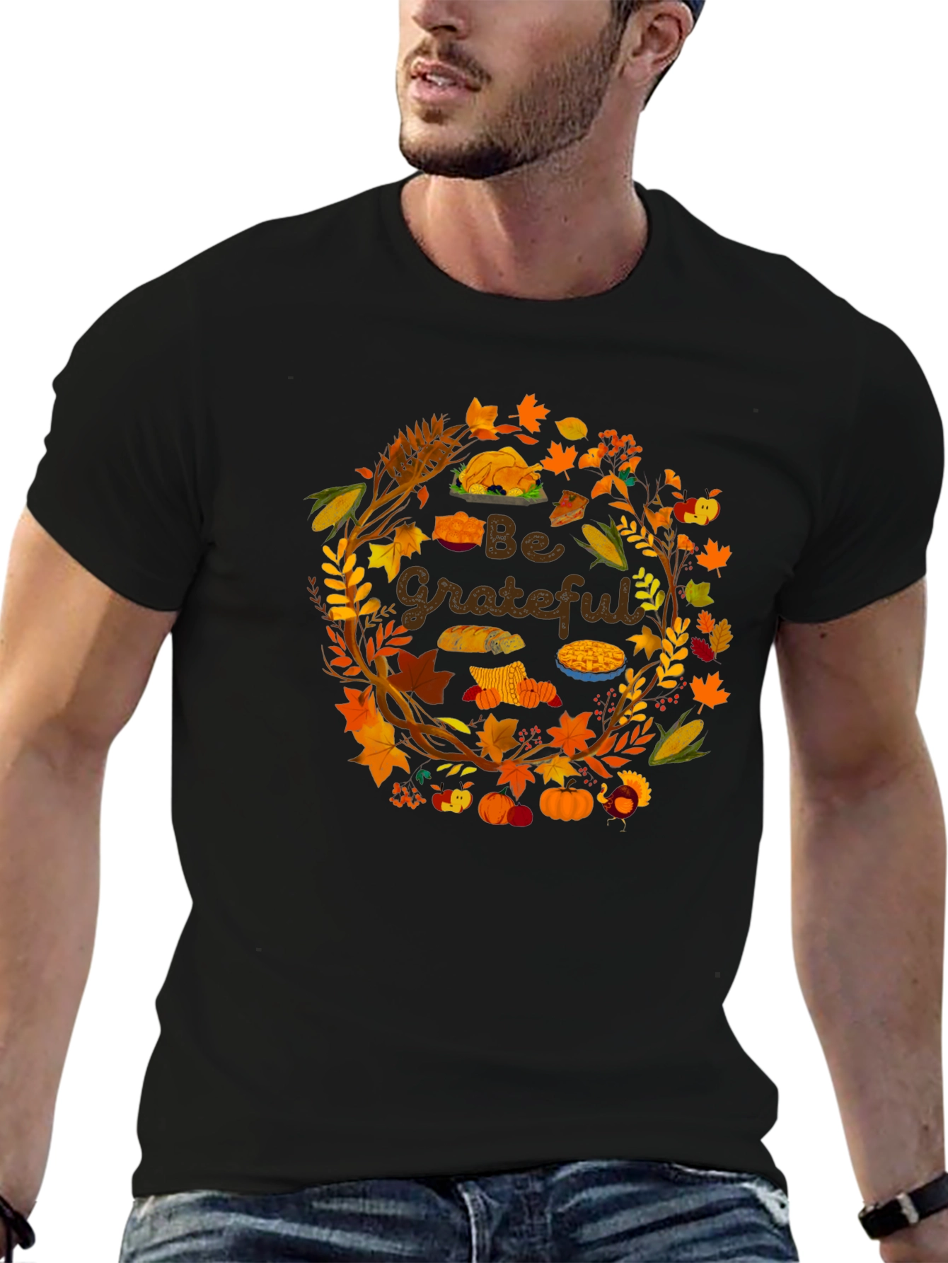 Be Grateful Thanksgiving Graphic T-Shirt