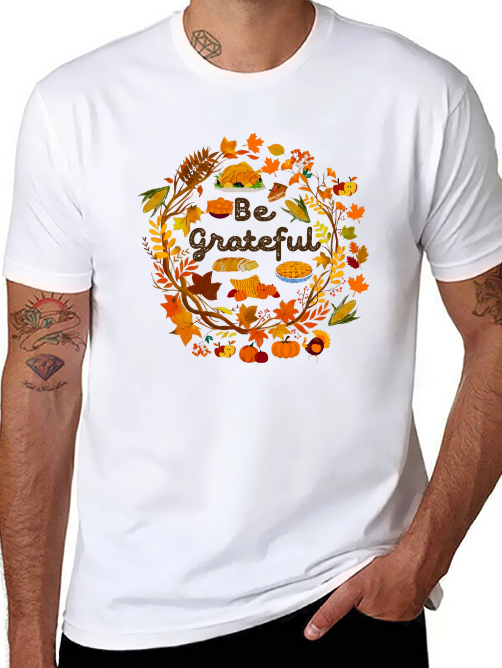 Be Grateful Thanksgiving Graphic T-Shirt