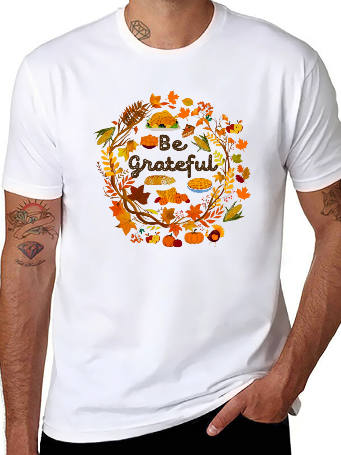 Be Grateful Thanksgiving Graphic T-Shirt
