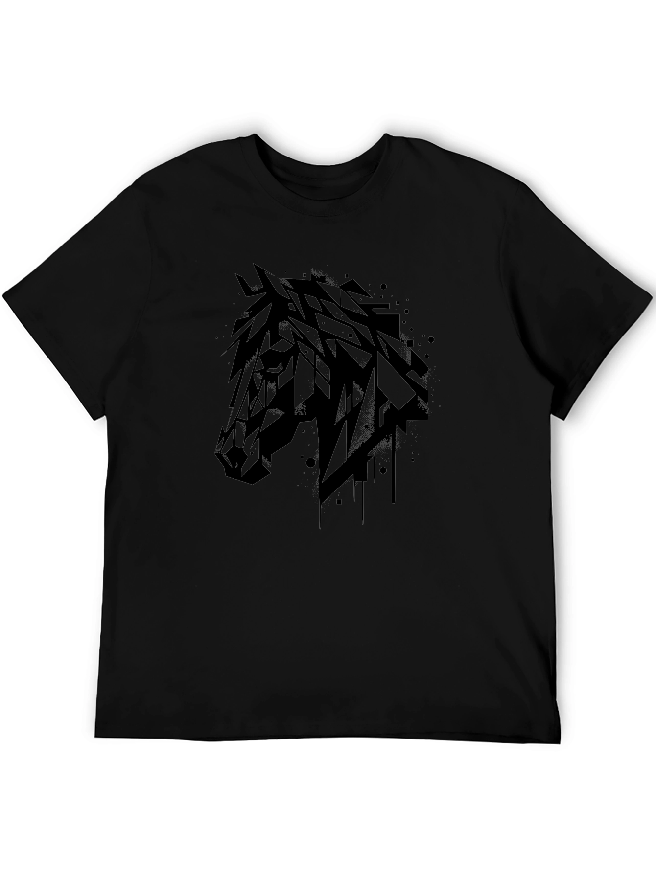 Abstract Horse Graphic T-Shirt - Mens Black Tee