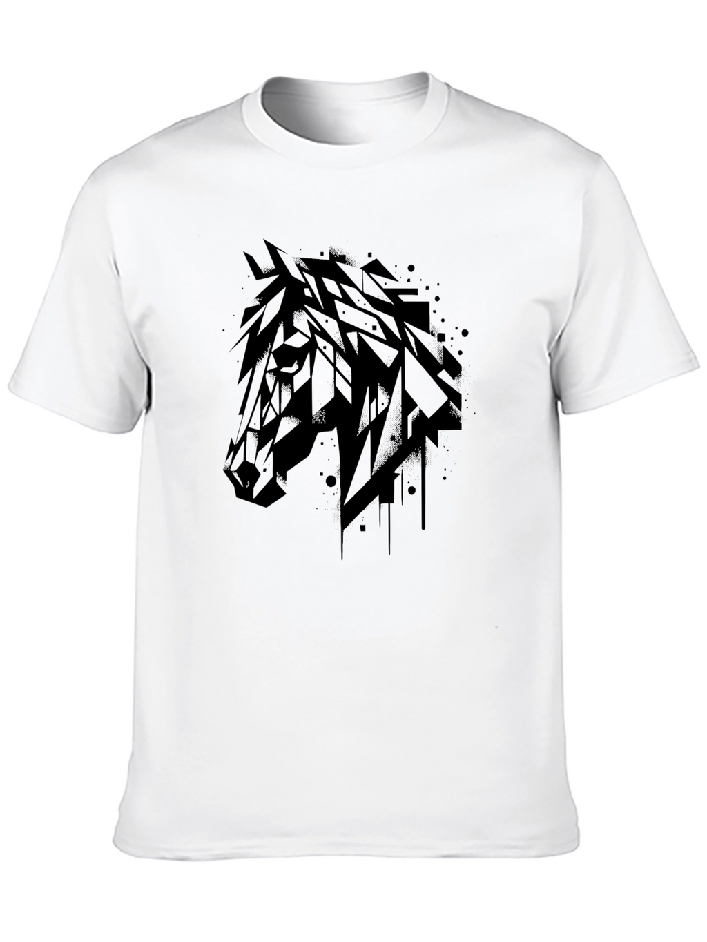 Abstract Horse Graphic T-Shirt - Mens Black Tee